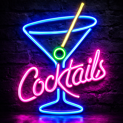 Neon LED Cocktail na ścianę – USB/baterie