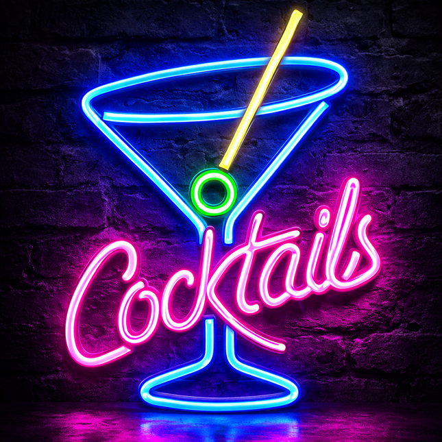Neon LED Cocktail na ścianę – USB/baterie