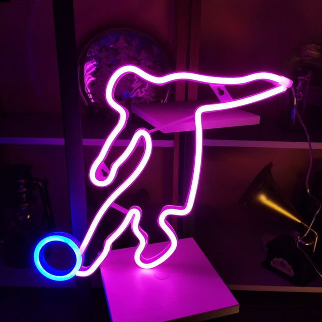 Neon LED Piłkarz na ścianę – USB/baterie