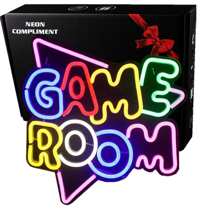 Neon LED Game Room na ścianę – 35 × 32 cm, USB