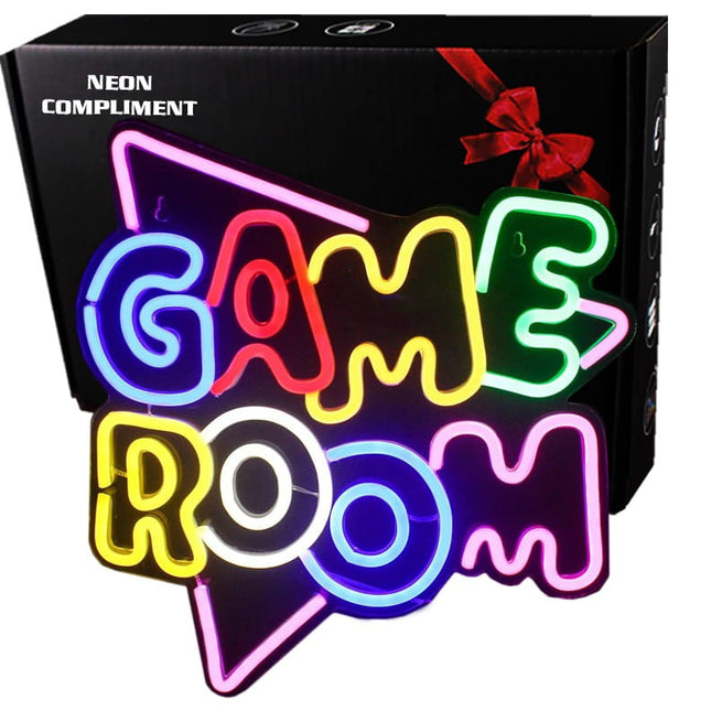Neon LED Game Room na ścianę – 35 × 32 cm, USB