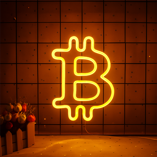 Neon LED Bitcoin – 60 cm na ścianę – ok. 60 cm (wymiar podany w nazwie), USB