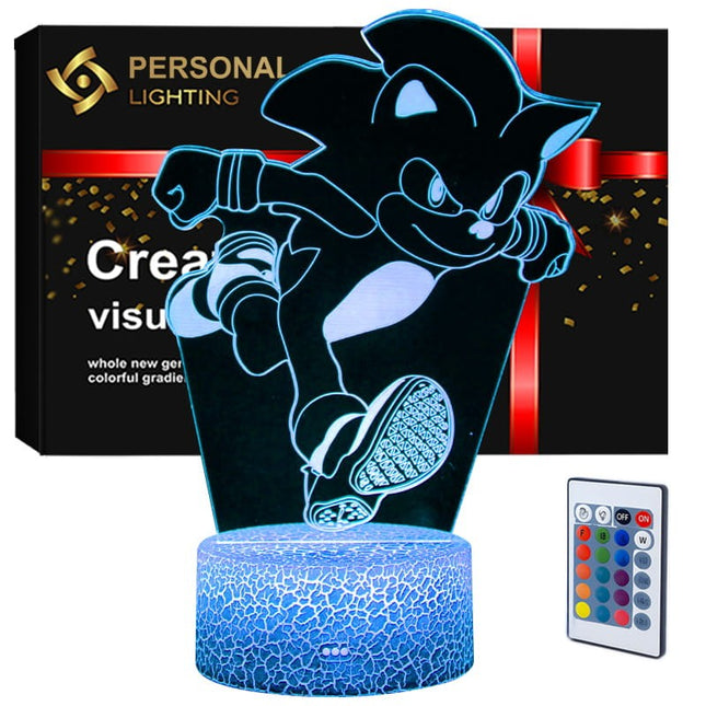 Lampka nocna LED 3D Sonic – pilot, 16 kolorów, USB