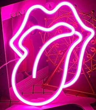 Neon LED Usta z językiem na ścianę – 27 × 27 cm, USB/baterie