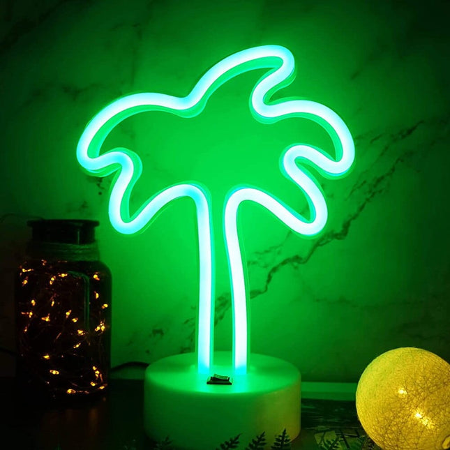 Neon LED Palma na biurko na biurko – 30 × 15 cm, USB/baterie