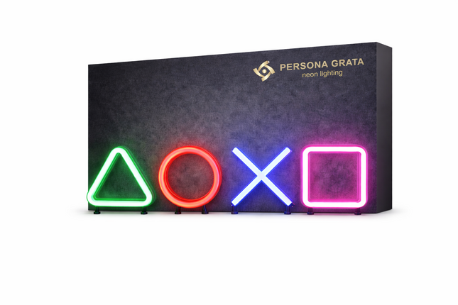 Neon LED Symbole konsoli – DOXO na ścianę – 35 × 9 cm, USB/baterie