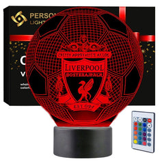 Lampka nocna LED 3D Liverpool FC – piłka, czarna podstawa – pilot, 16 kolorów