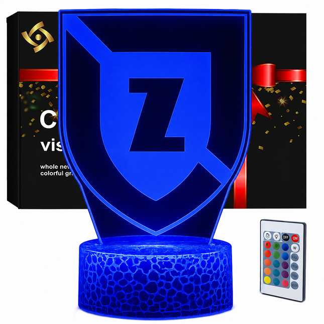 Lampka nocna LED 3D Zawisza Bydgoszcz – pilot, 16 kolorów, USB
