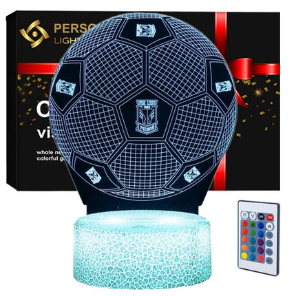 Lampka nocna LED 3D Lech Poznań – piłka – pilot, 16 kolorów, USB