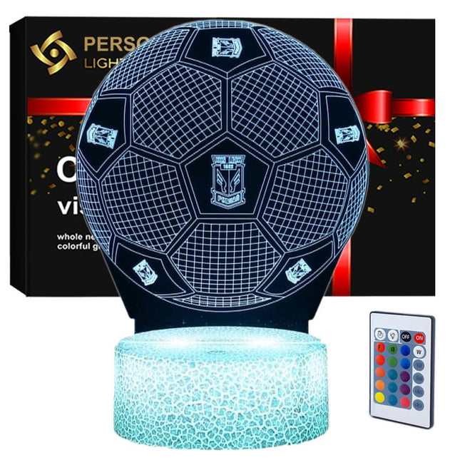 Lampka nocna LED 3D Lech Poznań – piłka – pilot, 16 kolorów, USB