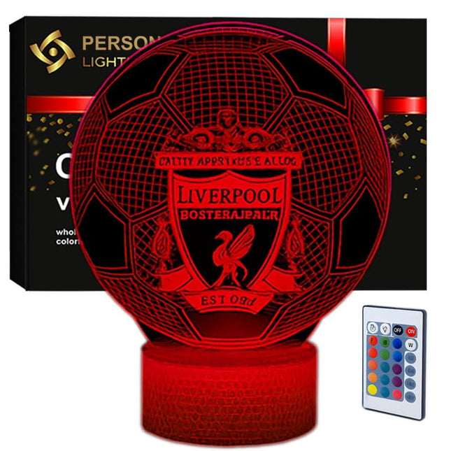 Lampka nocna LED 3D Liverpool FC – piłka, biała podstawa – pilot, 16 kolorów