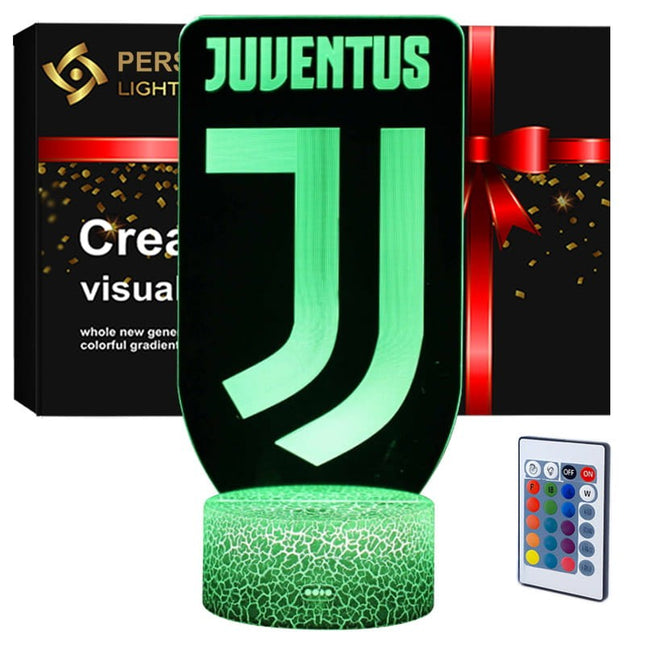 Lampka nocna LED 3D Juventus – pilot, 16 kolorów, USB