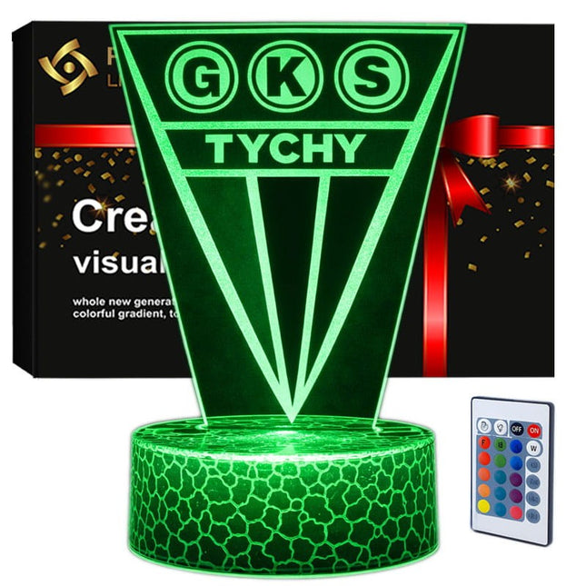 Lampka nocna LED 3D GKS Tychy – pilot, 16 kolorów, USB