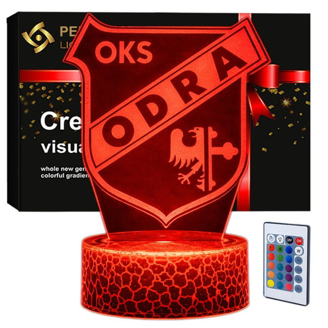 Lampka nocna LED 3D Odra Opole – pilot, 16 kolorów, USB