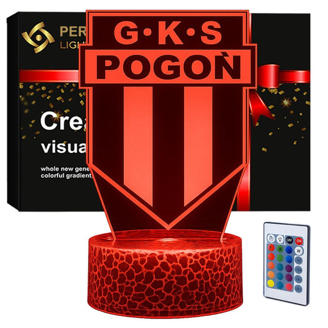 Lampka nocna LED 3D Pogoń Szczecin – pilot, 16 kolorów, USB