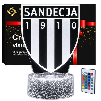 Lampka nocna LED 3D Sandecja Nowy Sącz – pilot, 16 kolorów, USB